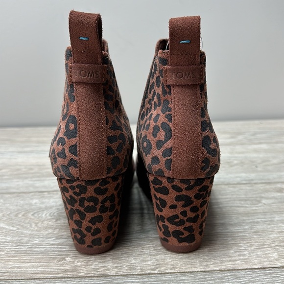 New Toms Animal Print Leopard Kelsey Wedge Heel Suede Booties Women’s Size 7 - Picture 6 of 10